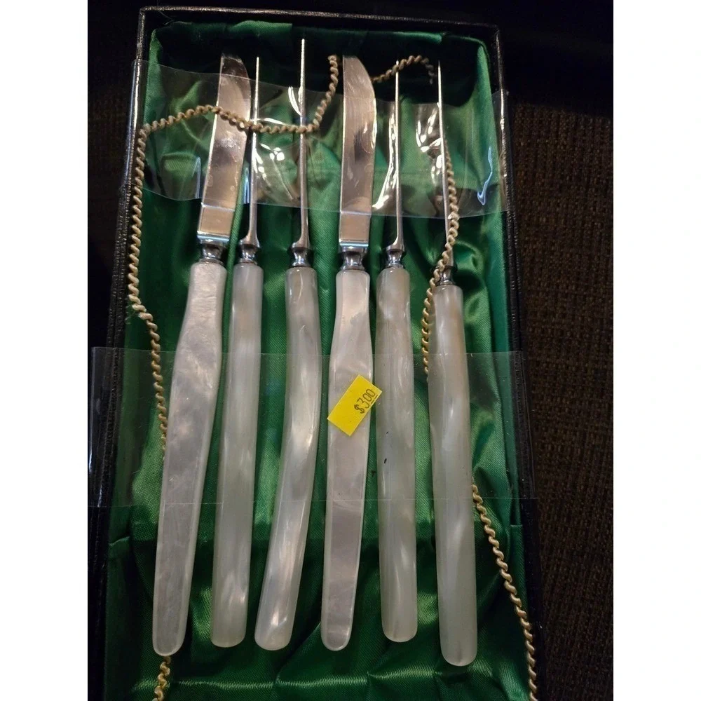 Vintage MCM Cocktail Knifes Faux Pearl‎ Handles Solingen Germany